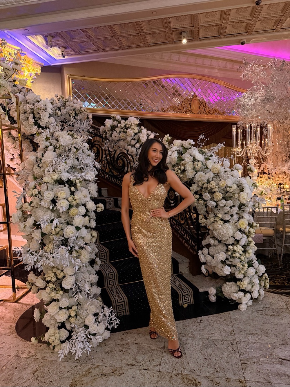 Bronx and Banco Gold Sequin V-Neck Maxi Dress - Picture 6 of 6